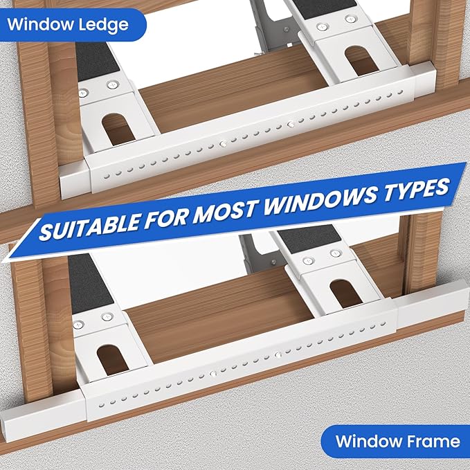 No Drill Window AC Support Bracket: Adjustable Air Conditioner Support Bracket, Heavy Duty, Fits Single & Double-Hung Windows, Universal Units for 5000-24000 BTU, Up to 350 lbs