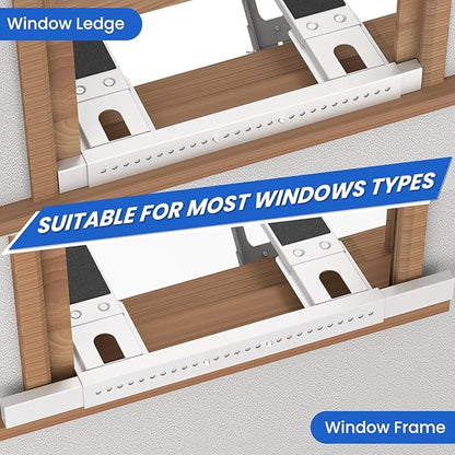 No Drill Window AC Support Bracket: Adjustable Air Conditioner Support Bracket, Heavy Duty, Fits Single & Double-Hung Windows, Universal Units for 5000-24000 BTU, Up to 350 lbs
