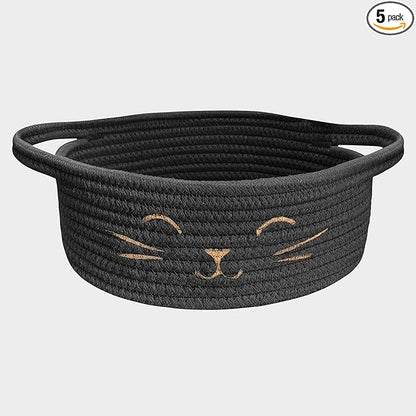 9.8" x 4" Small Cat Toy Basket - Gift Baskets Empty for Baby Shower Baby Baskets for Nursery Cute Woven Rope Storage Basket for Home Décor , Dog Toy Basket Black Easter basket