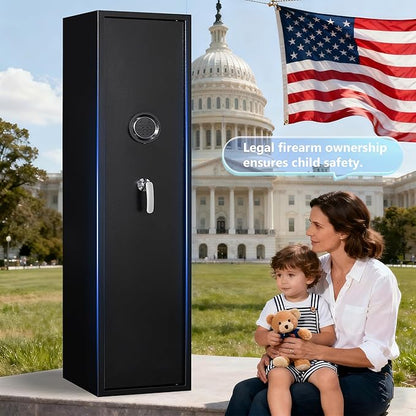 SHICHI 8-10 Electronic Gun Safe for Rifles, Gun Cabinet for Rifles and Shotguns, No Assembly Required,Large Rifle Safes for Home,with Dual Alarm System, Inner Cabinet and Adjustable Shelf