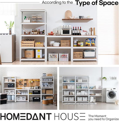HOMEDANT House 5 Tier Heavy Duty Garage Shelving Adjustable Metal Rack Storage Shelves Standing Shelf Unit Organizers Pantry Closet Office (2, White, 36.2" W x 16.2" D)