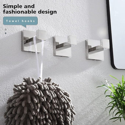 KOKOSIRI Bathoom Towel Hook Wall Mount Square Bath Robe Hook Coat Hook Kitchen Garage Heavy Duty SUS 304 Stainless Steel 3 Pack Polished Chrome B1010CH-P3