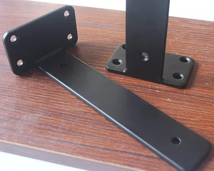 8 Pack - 9 inch Black Hidden L Shelf Bracket (1/5 Inch Thicked) Iron Floating Shelf Brackets Rustic Industrial Metal Brackets for Shelf Support