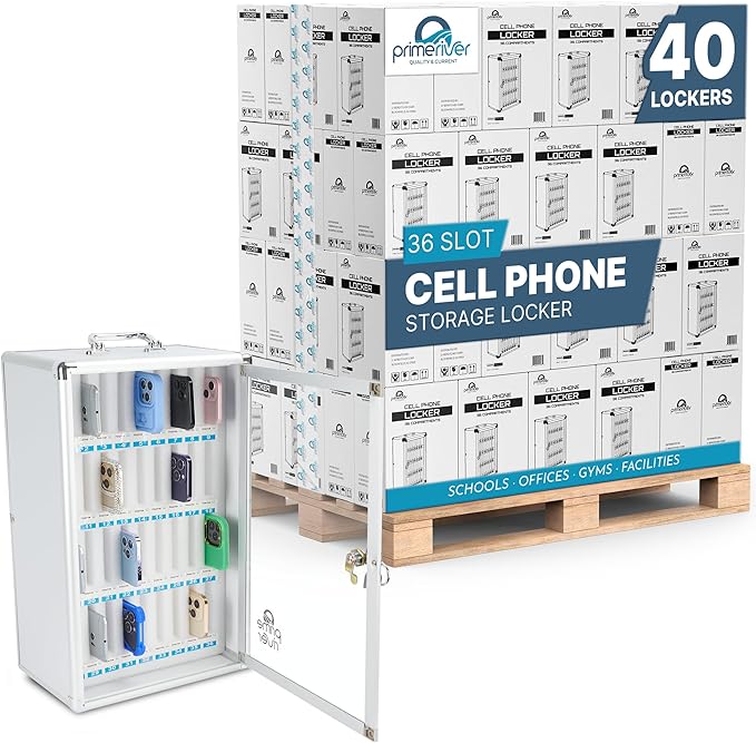 Bulk Supply – Pallet of 40 Cell Phone Lockers | Secure 36-Slot Storage Cabinets for Classroom, Gym & Office | Portable & Wall-Mounted Organizers