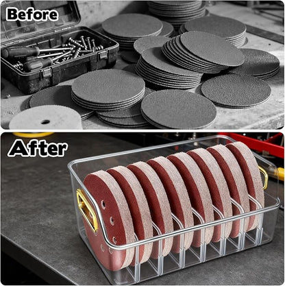 2 Sets 5 Inch Sanding Discs Storage Bins - 8 Slots for Classified Organization, Sandpaper Storage Holder, Woodworking Tool Box Organizers, Storage Rack (Excluding Sandpaper)