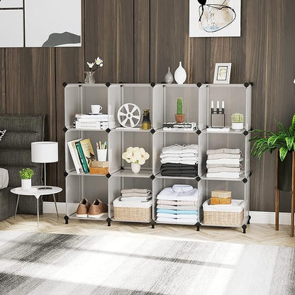 AWTATOS 8 Cube Storage Organizer, Closet Organizer Storage Shelf, Bookcase Bookshelf, DIY Stackable Storage Cubes Shelves for Closet, Bedroom, Home, Office, Translucent