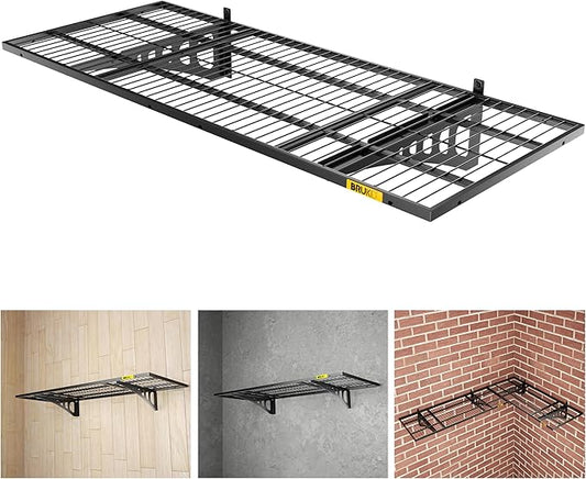 1.64x4ft Adjustable Rail Wall Garage Storage Shelf, for Tool Room, Storage Room, Store Supermarket Wall Storage Shelving Rack (1 Pack-Black)