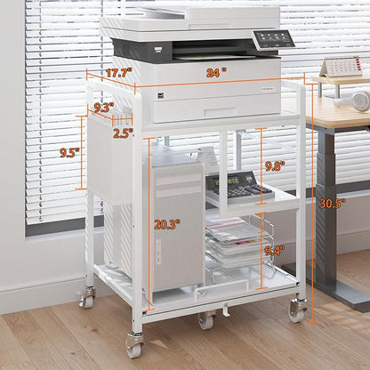 Printer Stand with Storage Tall Large Printer Table with Wheels Heavy-Duty Printer Rolling Cart for Home Office Rustic Brown