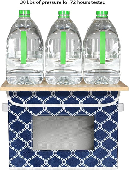 Univivi Fabric Foldable Storage Boxes [4-Pack] Large Collapsible Stackable Storage Bins with Lids, Closet Organizers and Storage Cube Basket for Home, Office, Bedroom (Blue Lantern, 17”x 12” x 12”)