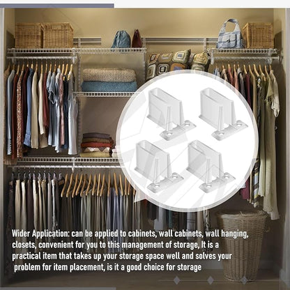 16 Pack Wire Shelf End Bracket, White Plastic Closet Shelves Brackets Closet Shelves Support Plastic Wall Mount Shelf Brackets, w/Screws and Expansion Anchors
