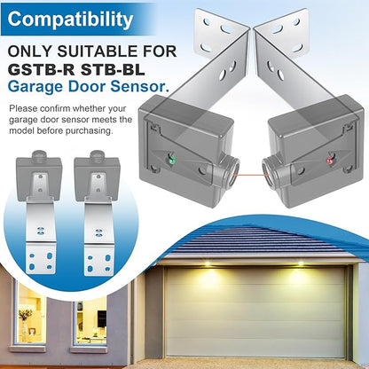 2PCS Garage Door Sensor Bracket Compatible with GSTB-R STB-BL Garage Door Sensors Replacement, Sturdy Metal, Wall Mount, Silver