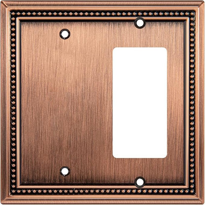 Henne Bery Sunken Pearls Heavy Duty Decorative Wall Plate Switch Plate Outlet Cover (Blank/Decorator, Antique Copper)