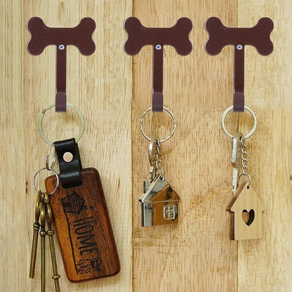Hotop 8 Pieces Dog Bone Shaped Wall Hook Stainless Steel Leash Mounted Hanger Hooks with Nail for Coat, Key, Entryway, Hallway, Kitchen, Office Decoration(Bronze)