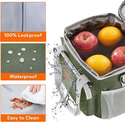 Lifewit Medium Lunch Bag Insulated Lunch Box Soft Cooler Cooling Tote for Adult Men Women, Gray and Green 12-Can (9L)