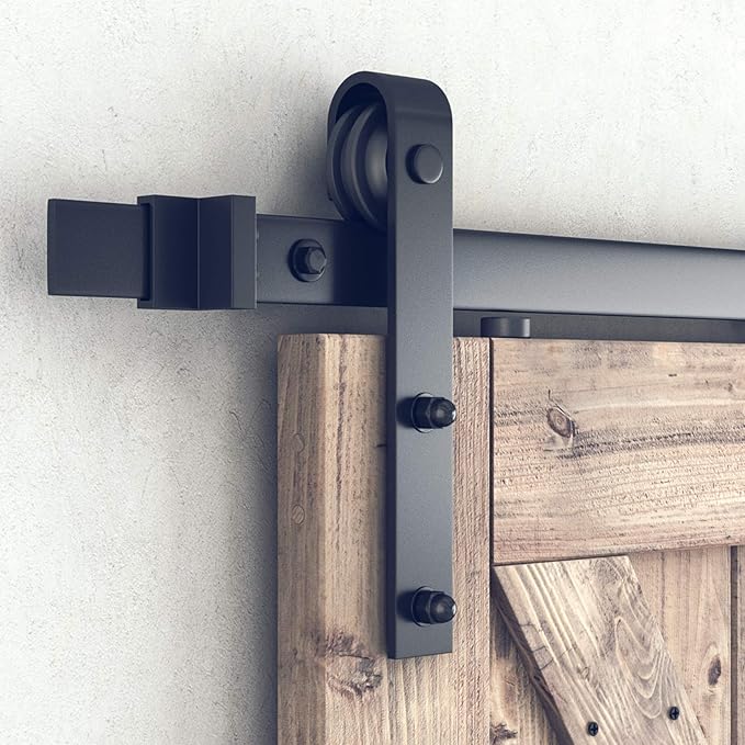 SMARTSTANDARD 6.6 Feet Heavy Duty Sturdy Sliding Barn Door Hardware Kit -Smoothly and Quietly -Easy to Install -Includes Step-by-Step Installation Instruction Fit 40" Wide Door Panel (J Shape Hanger)