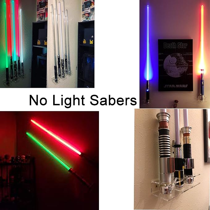 YYST Clear Light Saber Wall Mount Wall Rack Wall Holder - 2 Pack