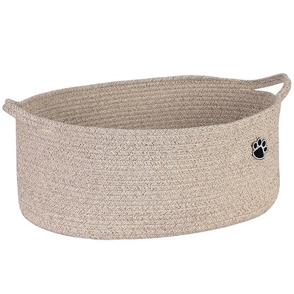 Dog Toy Basket, Toy Box and Bin for Dog Cat Storage, 19.7" X 11" X 7.9" (30L) Large Woven Rope Basket for Blanket Storage, Living Room, Bedroom, Brown