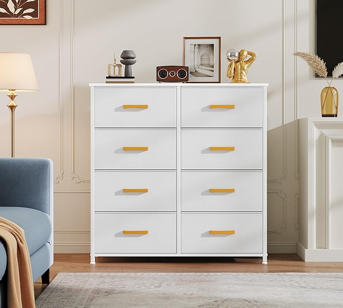 YITAHOME Fabric Dresser for Bedroom, Tall Storage Tower with 8 Drawers, Black Dresser & Chest of Drawers, Storage Drawer Organizer for Closet, Living Room