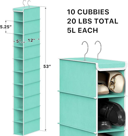 Simple Houseware 10 Shelves Hanging Shoes Organizer Holder for Closet, Turquoise