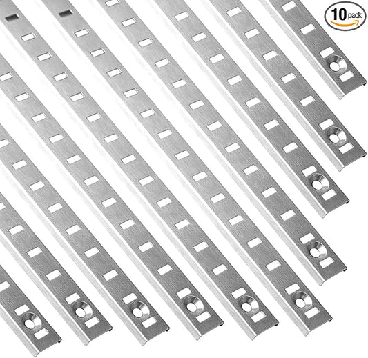 Xadnitu 10 Pieces 34" Shelf Pilaster Tracks, Adjustable Shelf Bracket Rails with Mount Screws for Cabinet, Closet, Shelves Storage and Organization, Shelf Clips Not Included