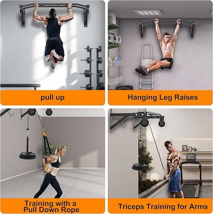 Upgrade Pull Up Bar Wall Mounted,Heavy Duty Multi Grip Chin Up Bar for Strength Training, 600 lbs Capacity, Durable Steel Construction, Perfect for Home and Garage Workouts