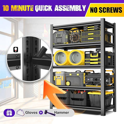Metal Garage Shelving Unit,Heavy Duty 4-Tier Adjustable Storage Shelves,3000 lbs Capacity,Industrial Shelves for Heavy Tools and Equipment,for Garage,Basement