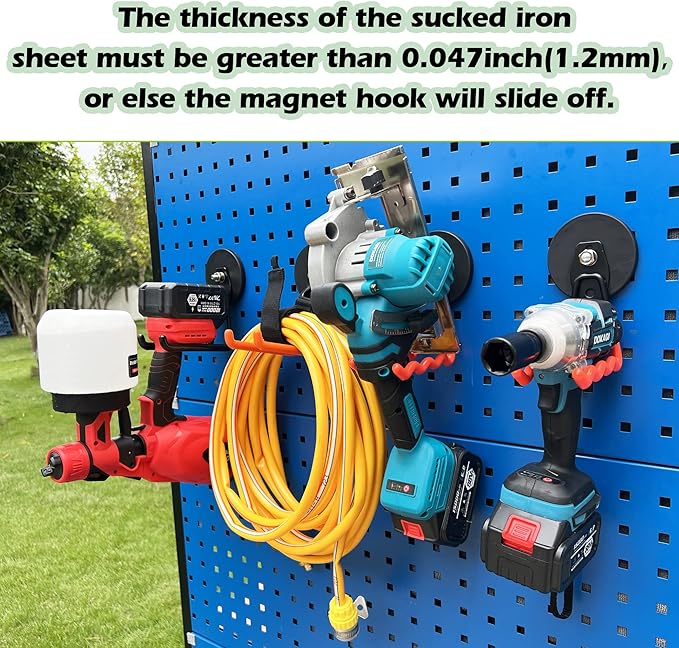 ULIBERMAGNET Magnetic Wave Hooks, Cordless Drill Hook Heavy Duty,Power Tool Organizer,Large Manget with Hook for Workshop Organization,2 Pack Hooks for Drill,Garden Tool(Black)