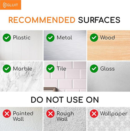 GLUIT Adhesive Wall Hooks for Hanging Heavy Duty 22 lbs Hooks for Walls No Drill, Towel Sticky Clear Hook, Waterproof, Home, Bathroom, Kitchen, Office, and Outdoor 6 Pack