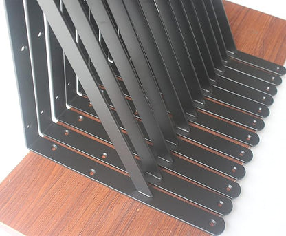 6 Pack L18 x H 12" Black Heavy Duty Shelf Brackets with Screws Metal Shelf Brackets Shelf Support Angle Brackets for Shelves L Brackets Heavy Duty Floating Shelf
