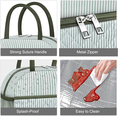 Lunch Bag Lunch Box for Women Adult Men Insulated Quilted Reusable Large Lunch Tote Bag Leakproof Simple Cooler Bag for Work Office Picnic Beach or Travel