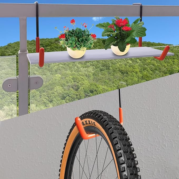 Rafter Hanger Large S Garage Hooks Bike Storage System Holder Organizer, with Non Slip Coating, for Organizing Hanging Basket, Ladders,Bicycle Wheel,Ropes and Bulk Items (6Pack, Orange)