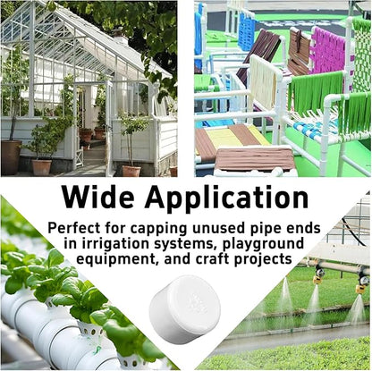 24PCS 3/4 Inch PVC End Caps(Not SCH40), White Furniture Grade Socket Plugs Adapter, PVC Pipe Fitting Covers for Greenhouse Frames & Shelving Systems(25mm Inner Diameter)