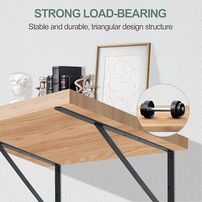 12 Pack L18 x H 12" Black Heavy Duty Shelf Brackets with Screws Metal Shelf Brackets Shelf Support Angle Brackets for Shelves L Brackets Heavy Duty Floating Shelf