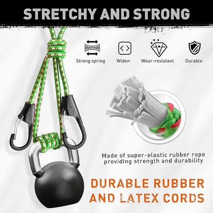 HORUSDY 10-Piece Heavy Duty Bungee Cords with Metal Hooks, 40” Elastic Bungee Straps for Outdoor, Camping, Garage Storage, and Kayaking