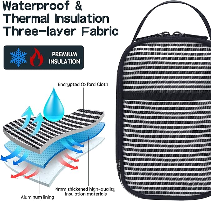 Yelocota Small Insulated Lunch Bag- Snack Bag- Mini Cooler Bag with Handle for Travel,Work,School(Storage Space below 20oz)- Also Suitable for Pairing with Food Jar