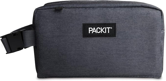 PackIt Freezable Snack Box, City Charcoal, Built with EcoFreeze® Technology, Collapsible, Reusable, Zip Closure with Buckle Handle, For Work Snacks, Fresh Snacks On the Go, Adults, and All Ages
