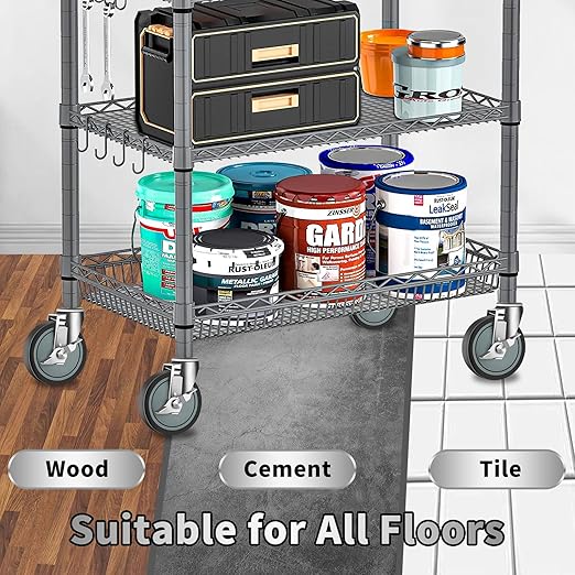 4 inches Casters for Wire Shelving Racks, Heavy Duty Metro Rack Wheels with Brake Set of 4 Stem Casters Scaffolding Wheel Replacement (.864" x 2-3/16")