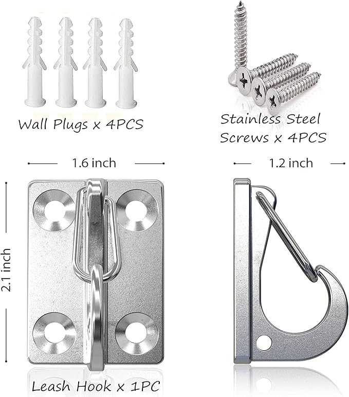 Wall Hooks for Dog Leash, Stainless Steel Dog Tie Out Cable Holder for Home and Business