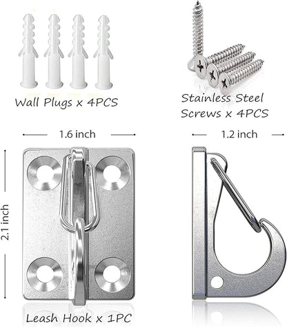 Wall Hooks for Dog Leash, Stainless Steel Dog Tie Out Cable Holder for Home and Business