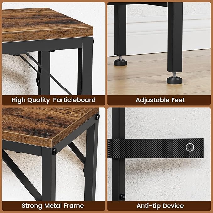 Console Table, Narrow Sofa Table, 47.2" Behind Couch Table with Power Station, Entrance Table, for Living Room, Hallway, Entryway, Foyer, Rustic Brown