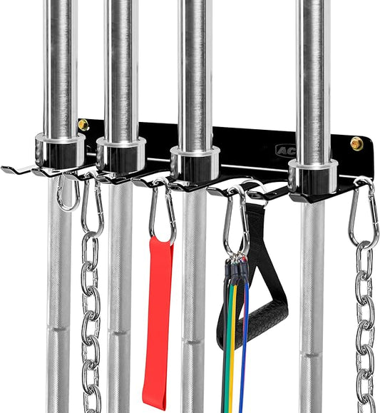 Wall-Mounted Gym Organizer, Barbell Holder Wall Mount, Resistance Band Storage Rack, Home Gym Accessories Holder