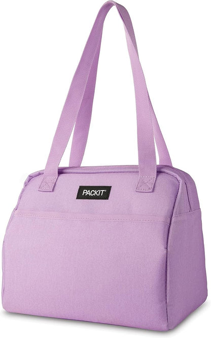 PackIt Freezable Hampton Lunch Bag, Lavender, Built with EcoFreeze® Technology, Collapsible, Reusable, Zip Closure with Front Pocket and Shoulder Straps, Designed for Fresh Office Lunches