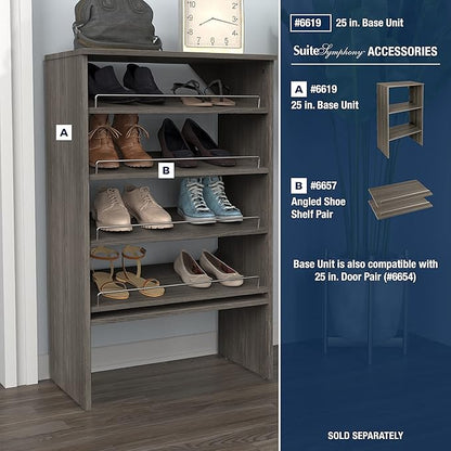 ClosetMaid SuiteSymphony Wood Shelf Unit, 2 Shelves, Adjustable, for Storage, Closet, Clothes, Shoes, Décor, TV, Books, Graphite Grey