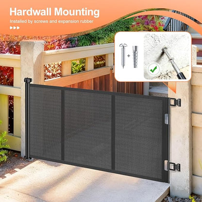 EZIGO Retractable Baby Gates Replacement Parts, Full Set Wall Mounting Accessories Including Brackets, Latches, Screws for 120 inch Extra Wide Baby Gate Pet Gate Mesh Gate Retractable Dog Gate, Black