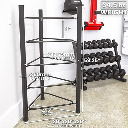 Synergee Exercise Ball Rack. Holds up to 5 Exercise Balls for Home, Commercial and Garage Gym Organization. Free Standing Storage Rack for Exercise Balls.