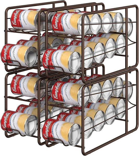 MOOACE Can Organizer for for Pantry, Stackable Soda Can Dispenser Canned Food Storage, Kitchen Cabinet Fridge Beverage Cans Holder, 4 Pack, Bronze