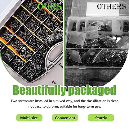 mxuteuk 1095PCS Self Tapping Screws for Metal, #8#10 410 Stainless Steel Truss Head Self Drilling Screws and M2 M3 M4 Carbon Steel Phillips Pan Head Self Tapping Screws for Plastic,Wood