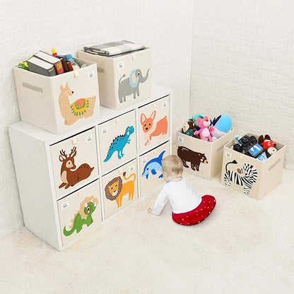 CLCROBD Foldable Animal Cube Storage Bins Fabric Toy Box/Chest/Organizer for Toddler/Kids Nursery, Playroom, 13 inch (Zebra)