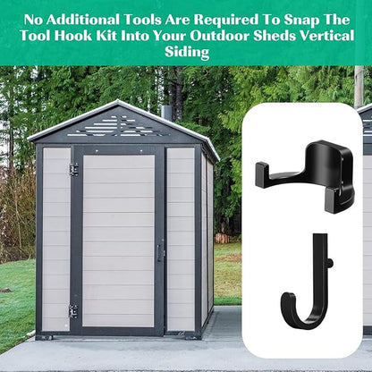 20 Pcs Storage Shed Tool Hooks Tool Hanger Compatible with Suncast Shed Accessories for Hanging Storage Shelves Organizer Accessories Parts Replacement Screws Brackets (J Shape/u Shape,Black)