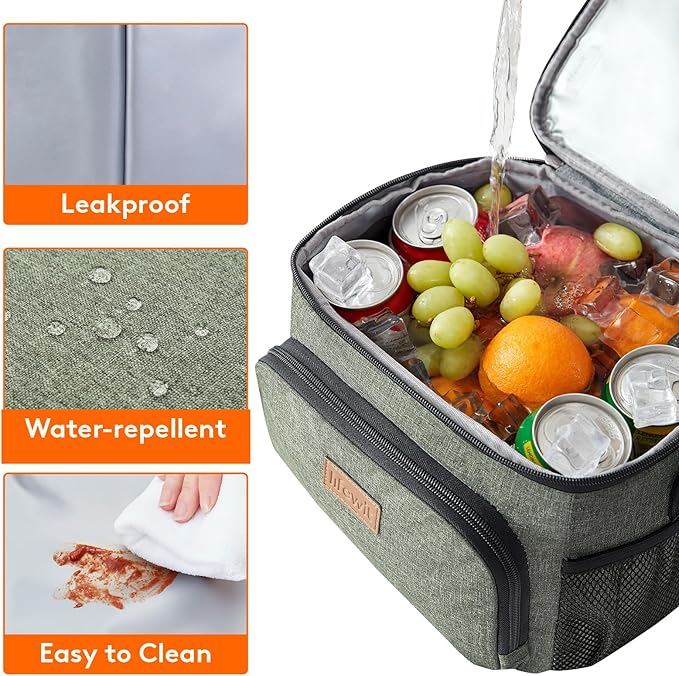 Lifewit Reusable Insulated Lunch Bag, Portable Cooler Freezable Soft Lunchbox Leakproof with Adjustable Shoulder Strap for Men Women Adult for Work Picnic or Travel, 9L 12 Can, Dark Green